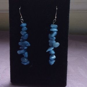 ASYMMETRIC BLUE STONE DANGLE EARRINGS 💙HANDMADE💙